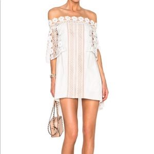 Self Portrait White Lace Off Shoulder Dress